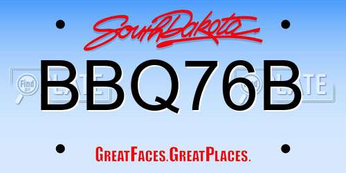BBQ76B South Dakota License Plate
