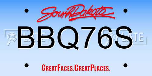 BBQ76S South Dakota License Plate