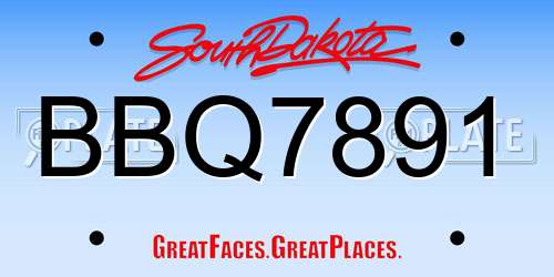 BBQ7891 South Dakota License Plate