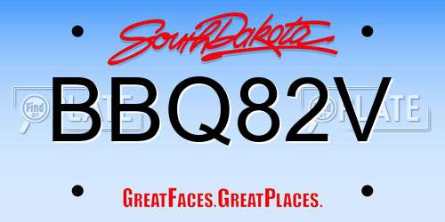 BBQ82V South Dakota License Plate
