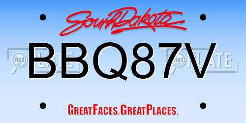 BBQ87V South Dakota License Plate