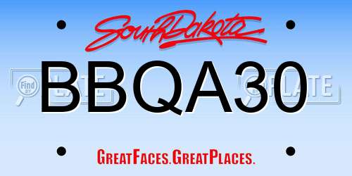 BBQA30 South Dakota License Plate