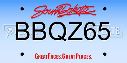 BBQZ65 South Dakota License Plate