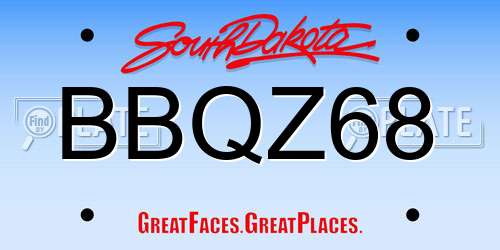BBQZ68 South Dakota License Plate