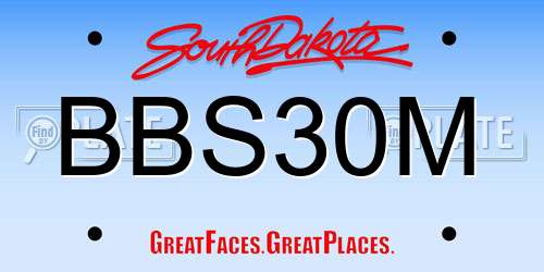 BBS30M South Dakota License Plate