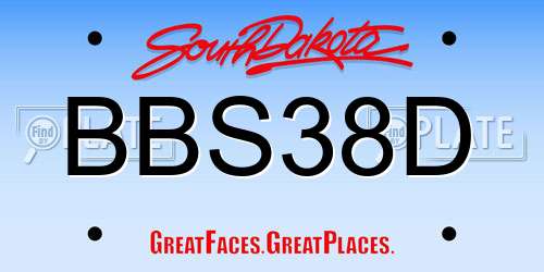 BBS38D South Dakota License Plate