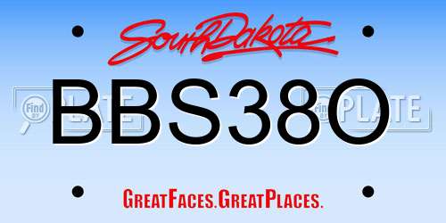 BBS38O South Dakota License Plate