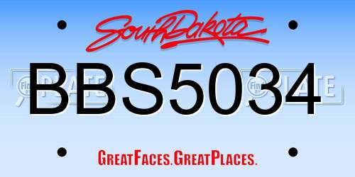 BBS5034 South Dakota License Plate