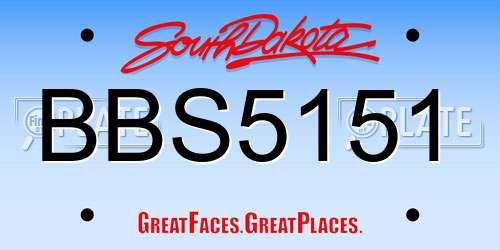 BBS5151 South Dakota License Plate