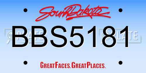 BBS5181 South Dakota License Plate
