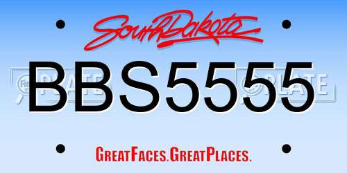 BBS5555 South Dakota License Plate