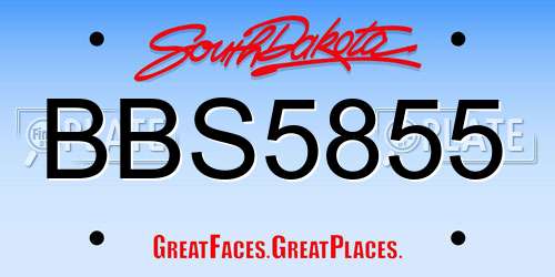 BBS5855 South Dakota License Plate