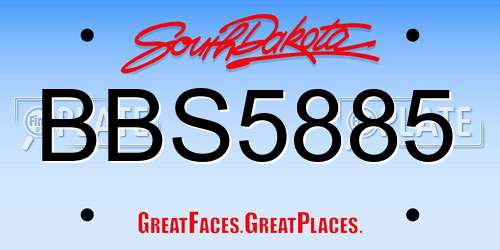 BBS5885 South Dakota License Plate
