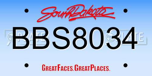 BBS8034 South Dakota License Plate