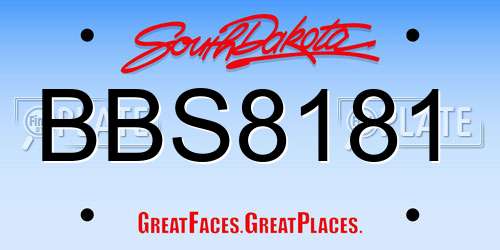 BBS8181 South Dakota License Plate
