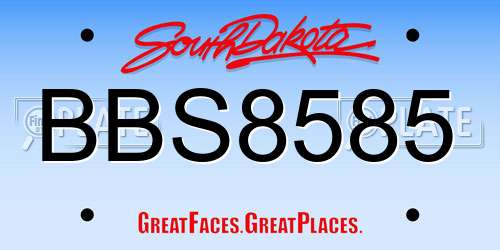 BBS8585 South Dakota License Plate