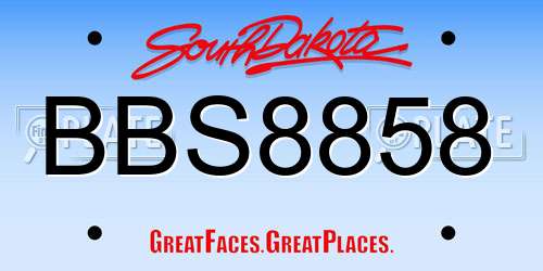 BBS8858 South Dakota License Plate