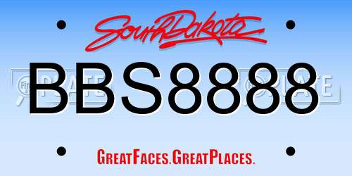 BBS8888 South Dakota License Plate