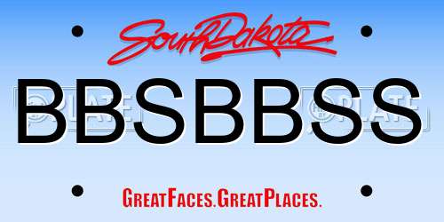 BBSBBSS South Dakota License Plate