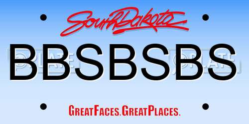 BBSBSBS South Dakota License Plate