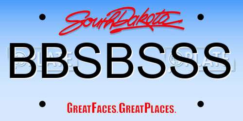 BBSBSSS South Dakota License Plate