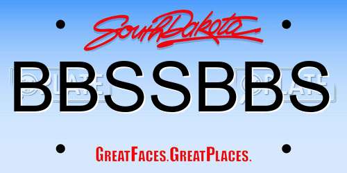 BBSSBBS South Dakota License Plate