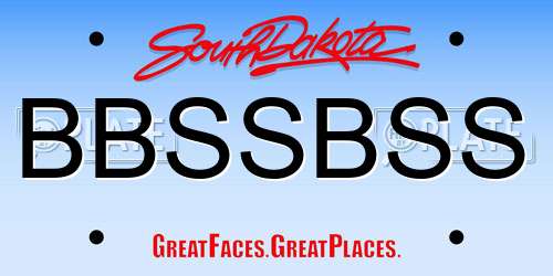 BBSSBSS South Dakota License Plate