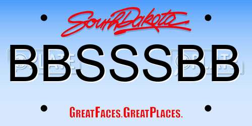 BBSSSBB South Dakota License Plate