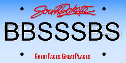 BBSSSBS South Dakota License Plate
