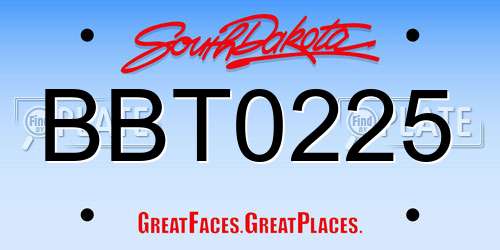 BBT0225 South Dakota License Plate