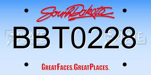 BBT0228 South Dakota License Plate