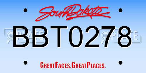 BBT0278 South Dakota License Plate