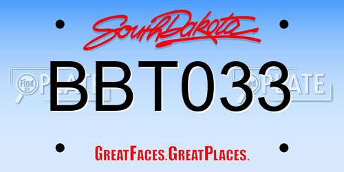BBT033 South Dakota License Plate