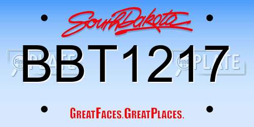 BBT1217 South Dakota License Plate