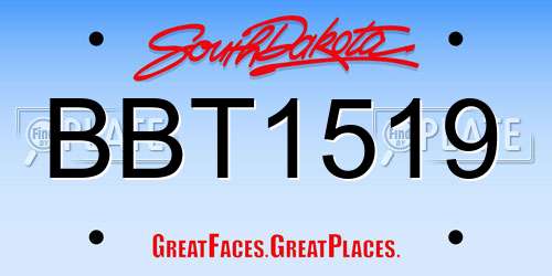 BBT1519 South Dakota License Plate
