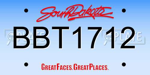 BBT1712 South Dakota License Plate