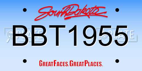 BBT1955 South Dakota License Plate