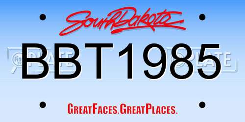 BBT1985 South Dakota License Plate