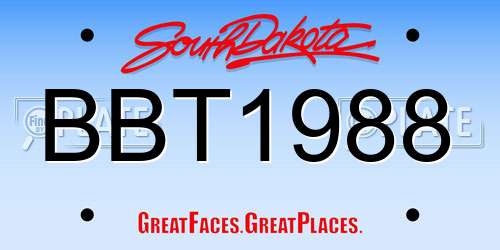 BBT1988 South Dakota License Plate