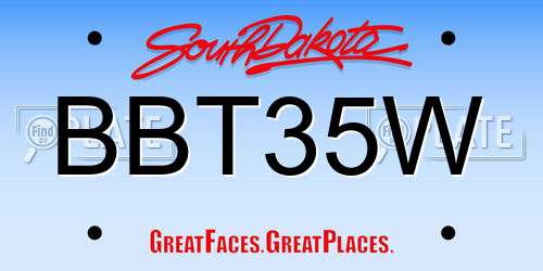 BBT35W South Dakota License Plate