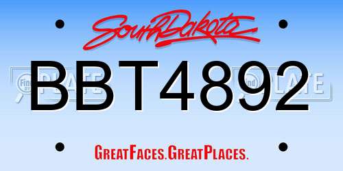 BBT4892 South Dakota License Plate