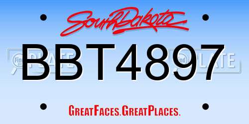 BBT4897 South Dakota License Plate