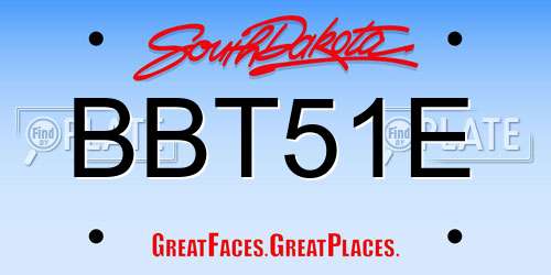 BBT51E South Dakota License Plate
