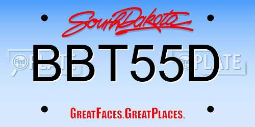 BBT55D South Dakota License Plate
