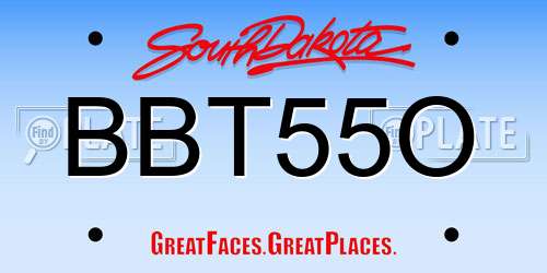 BBT55O South Dakota License Plate