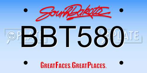 BBT580 South Dakota License Plate