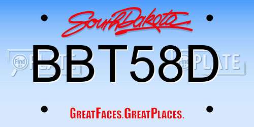 BBT58D South Dakota License Plate