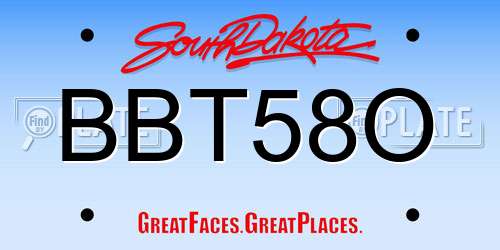BBT58O South Dakota License Plate