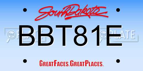 BBT81E South Dakota License Plate