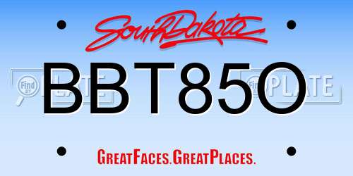 BBT85O South Dakota License Plate